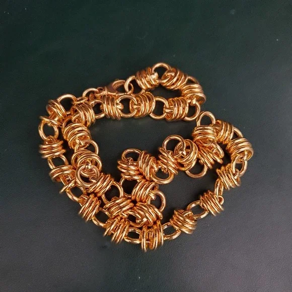 Gold Tone Loop Necklace Signed Bronze‎ Milor Italy Everyday Wear to Dressy - Picture 5 of 8